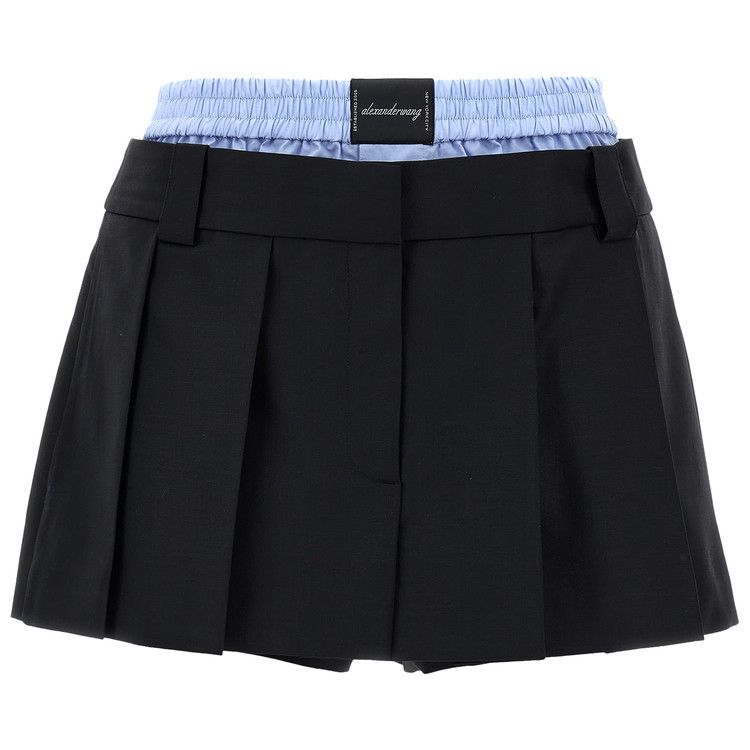 Alexander Wang Pre-Styled Pleated Skort With Zipper 'Black/Oxford Blue'