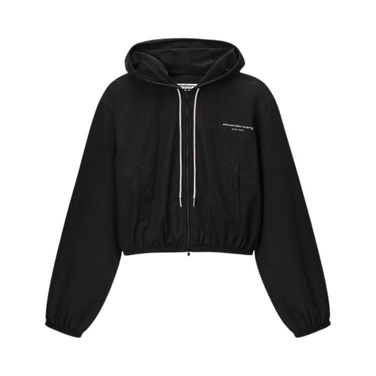 Alexander Wang Rhinestone Drawcord Shrunken Hoodie Jacket 'Black'