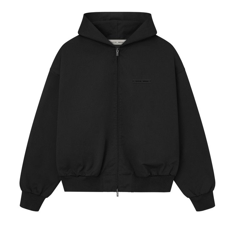 Fear of God Essentials Poly Twill Bomber Hoodie 'Jet Black'