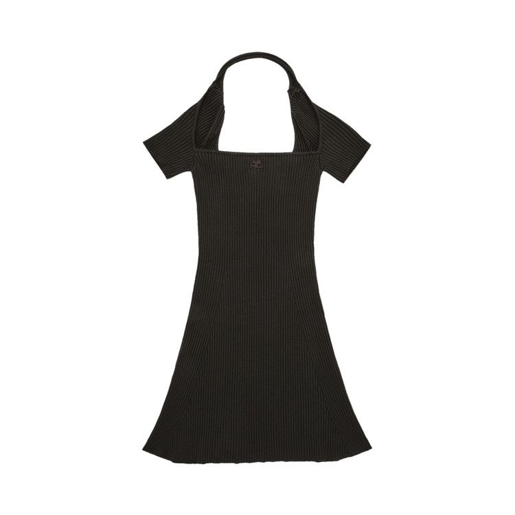 Courrèges Hyperbole Rib Knit Mini Dress 'Mud Brown'