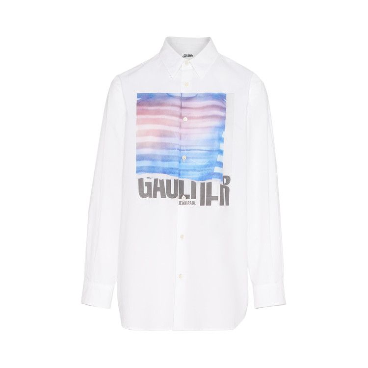 Jean Paul Gaultier Printed Shirt 'White/Light Blue/Peach'