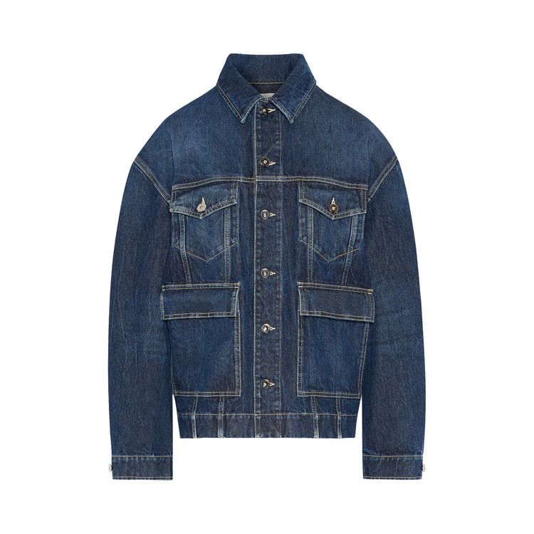 Jean Paul Gaultier Denim Jacket With Cut On Sleeves And Workwear Details 'Blue'
