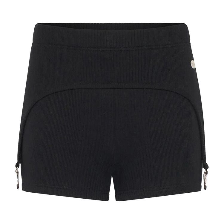 Jean Paul Gaultier Cotton Ribbed Mini Short With Lingerie Garter 'Black'
