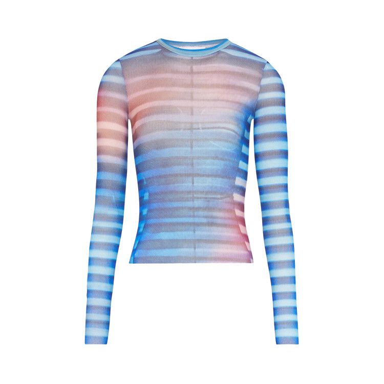 Jean Paul Gaultier Printed Mesh Long-Sleeve Top 'Light Blue/Blue/Peach'