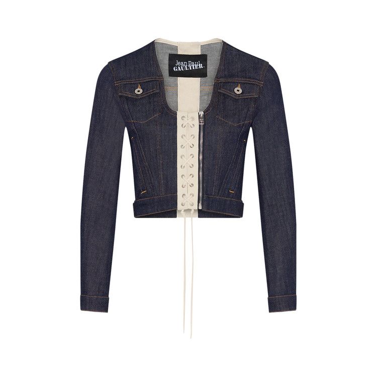 Jean Paul Gaultier Denim Jacket With Lacing Detail 'Indigo/Beige'