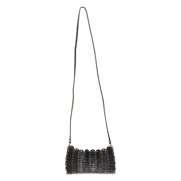 Rabanne 1969 Nano Flip Bag In Leather 'Black/Gold'