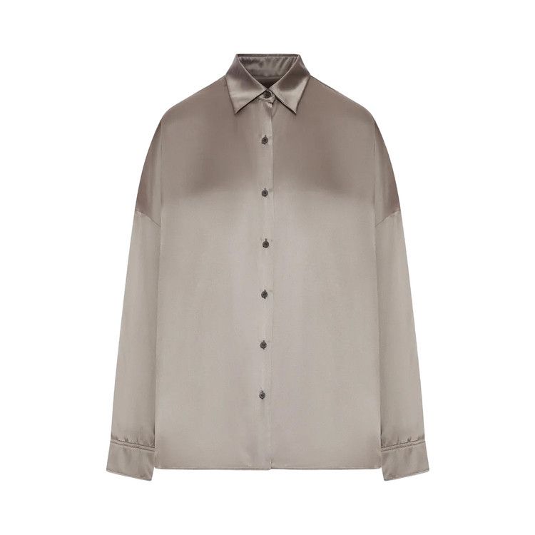Dries Van Noten Stretch Satin Silk Shirt 'Taupe'
