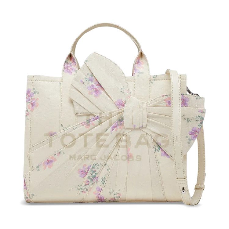 Marc Jacobs The Antique Floral Oversized Bow Canvas Medium Tote Bag 'Cream/Multicolor'