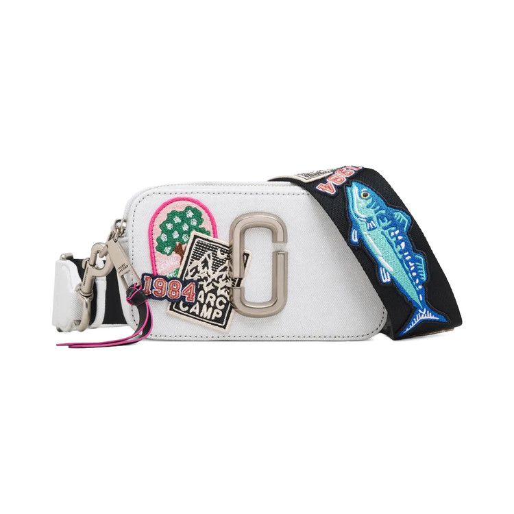 Marc Jacobs The Camp Patchwork Denim Snapshot Bag 'Light Wash'