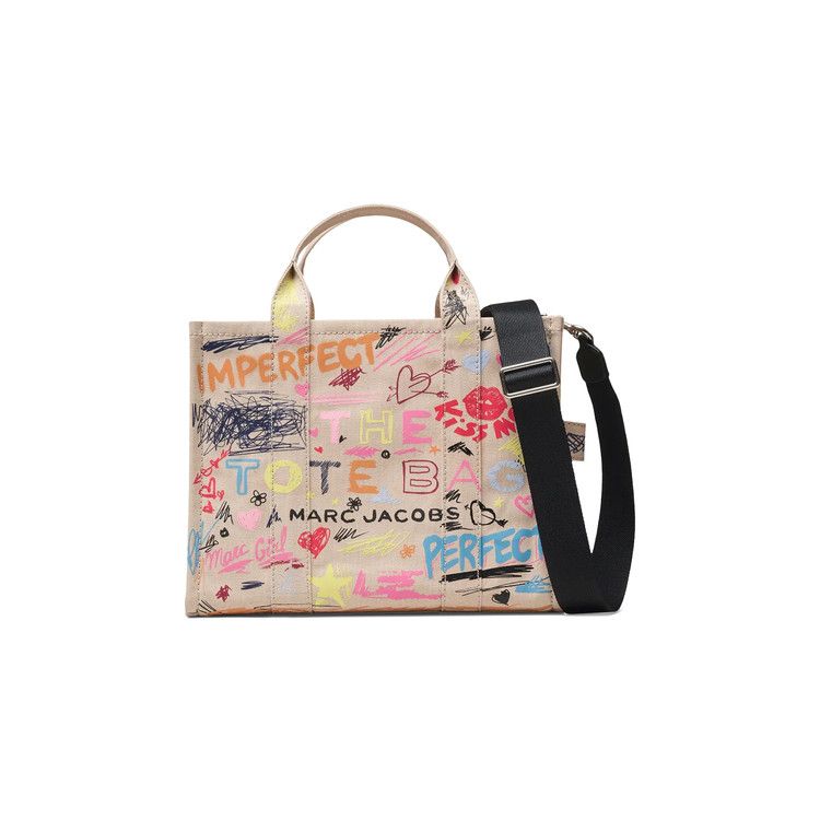 Marc Jacobs Punk Scribble Canvas Medium Tote Bag 'Beige/Multicolor'