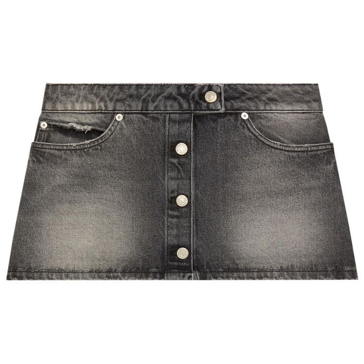 Courrèges Black Denim Mini Skirt 'Stonewashed'