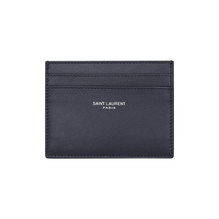 Saint Laurent Paris Card Case In Smooth Leather 'Midnight'