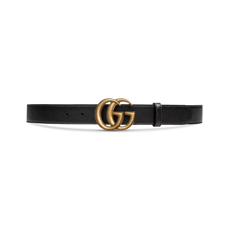 Gucci Leather Double G Slim Belt 'Black'