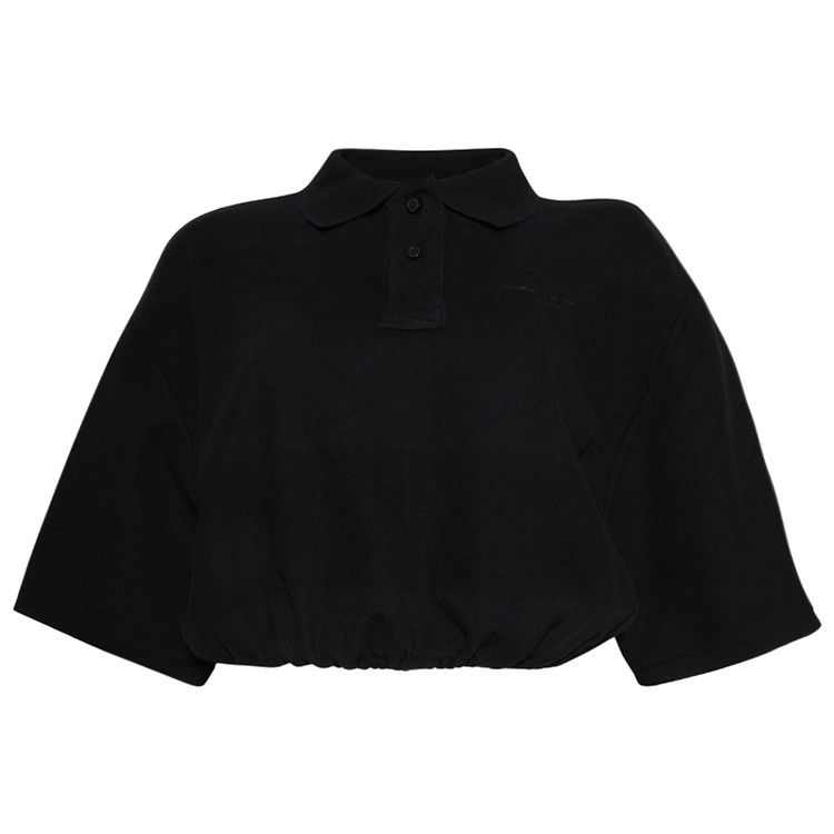 Alexander Wang Deconstructed Polo Shirt 'Black Overdyed Stripe'