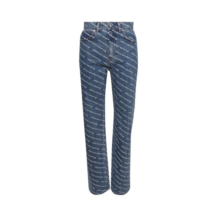 Alexander Wang Ez Logo Crystal Jeans 'Deep Blue/White'