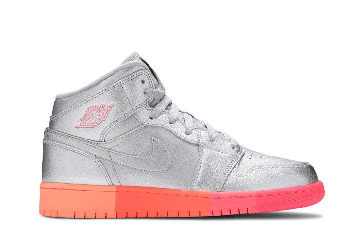 Air Jordan 1 Mid GS 'Metallic Silver Pink Crimson'
