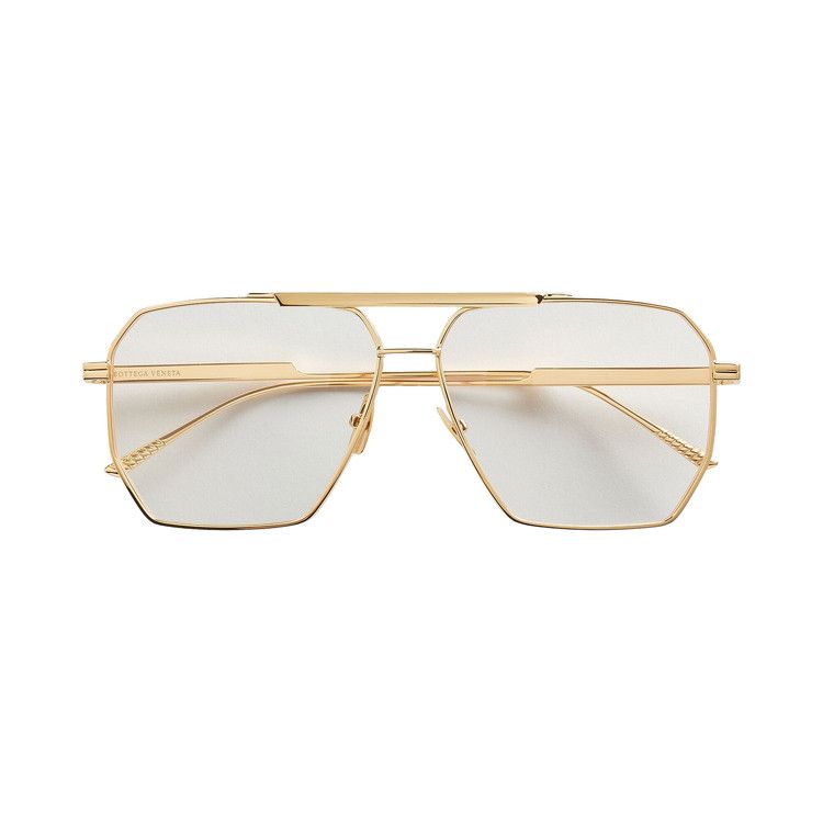Bottega Veneta Geometric Aviator Glasses 'Gold/Transparent'