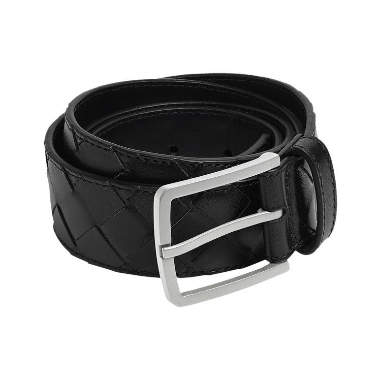 Bottega Veneta Intrecciato Belt 'Black/Silver'