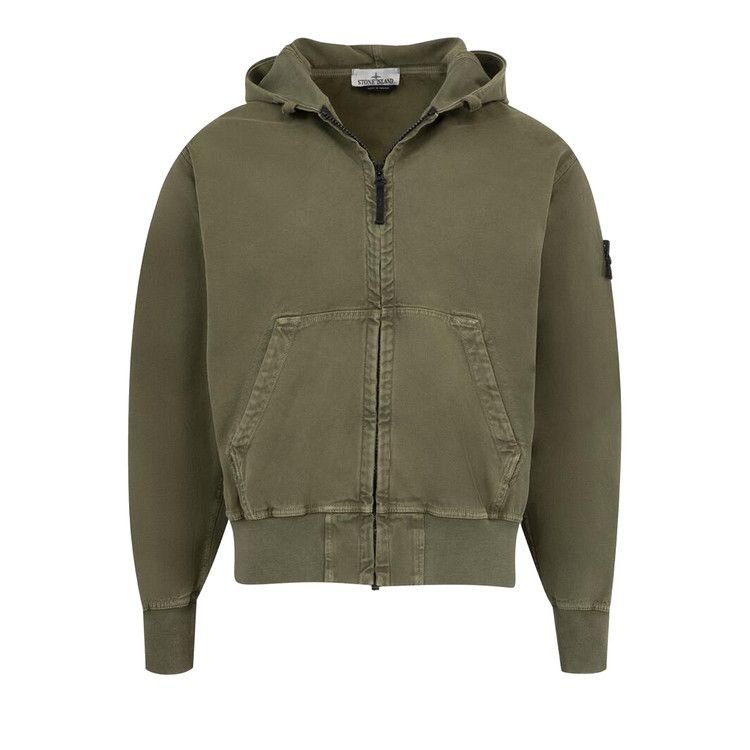 Stone Island Patch Logo Zip Hoodie 'Military Green'