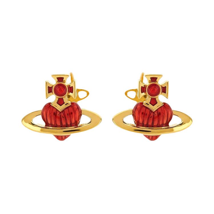 Vivienne Westwood Fabianna Relief Earrings 'Gold/Red Enamel'