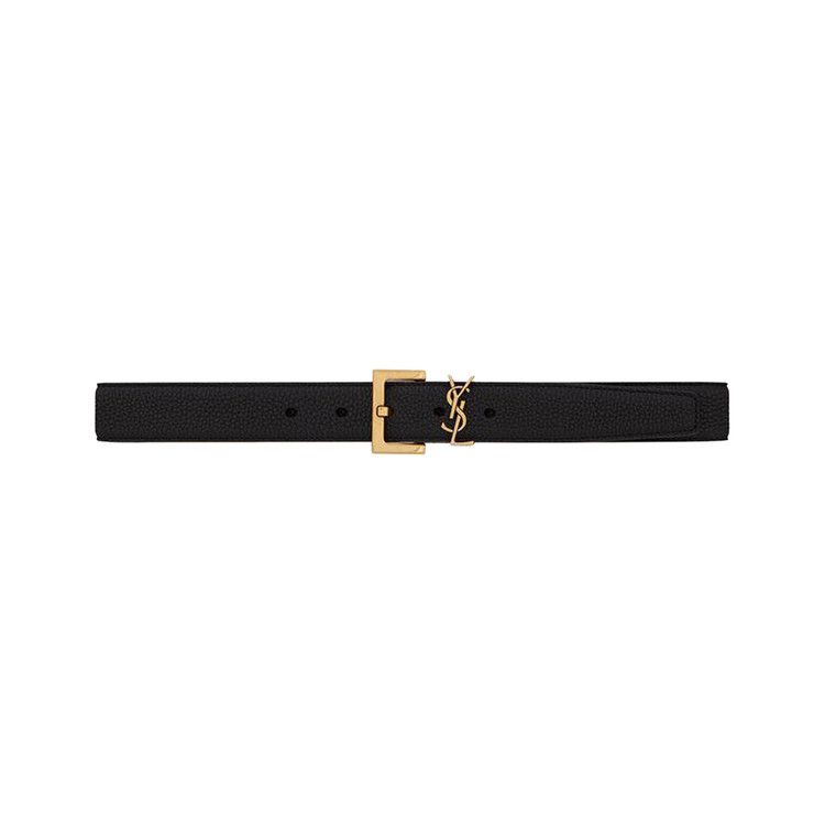 Saint Laurent Cassandre Belt With Square Buckle 'Noir'