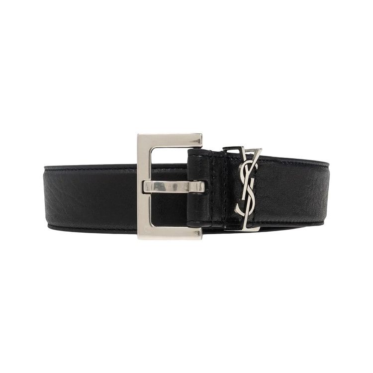 Saint Laurent Cassandra Logo Buckle Leather Belt 'Black'