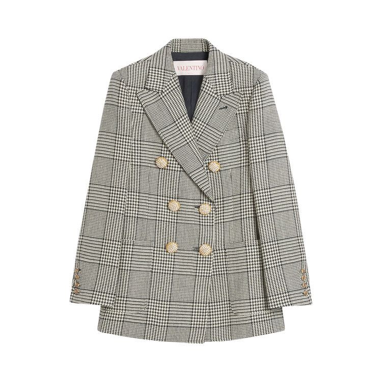 Valentino Houndstooth Wool Blazer 'Ivory/Black'