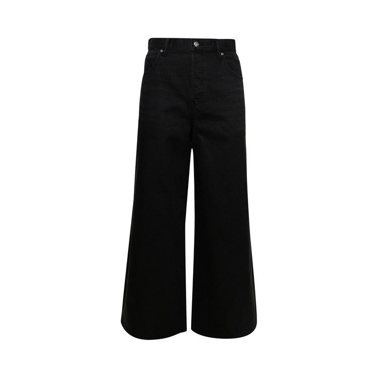 Alexander Wang Surge Low Rise Wide Leg Jean With Partial Coating 'Faded Black'