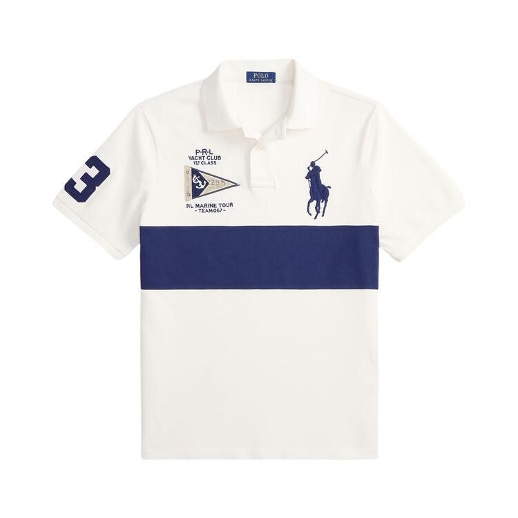 Polo Ralph Lauren Short-Sleeve Basic Mesh Prl Yacht Club Patch Chest Stripe Polo 'Nevis/Newport Navy'