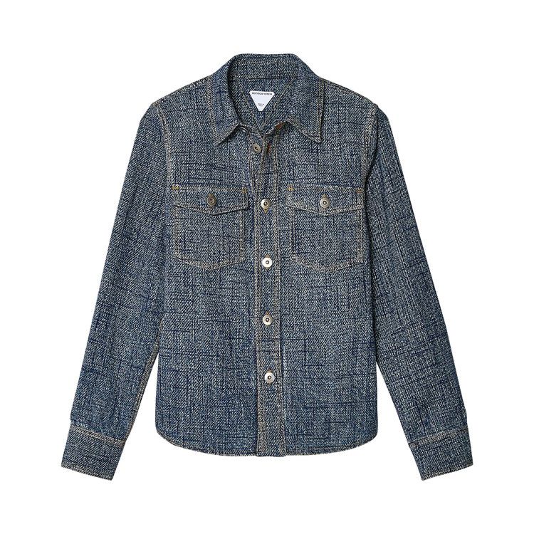 Bottega Veneta Textured Denim Long-Sleeve Shirt 'Indigo/White'