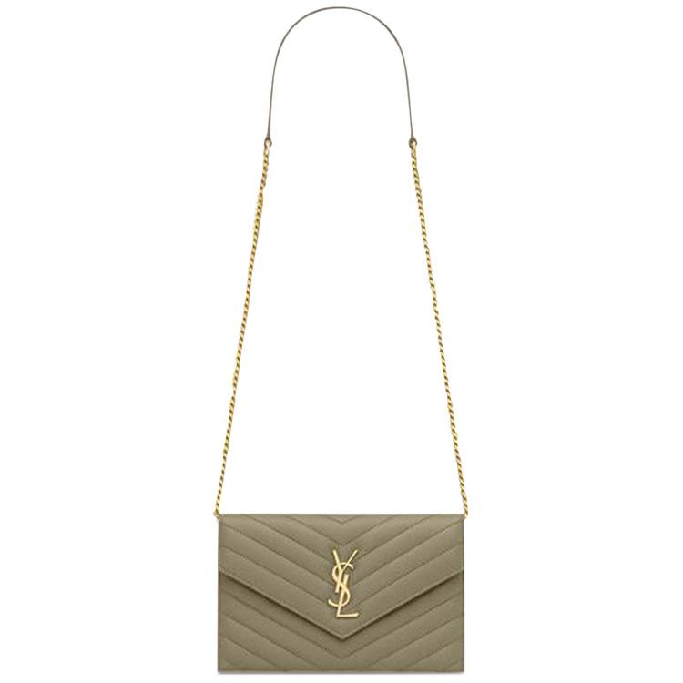 Saint Laurent Envelope Chain Wallet 'Strong Moss'