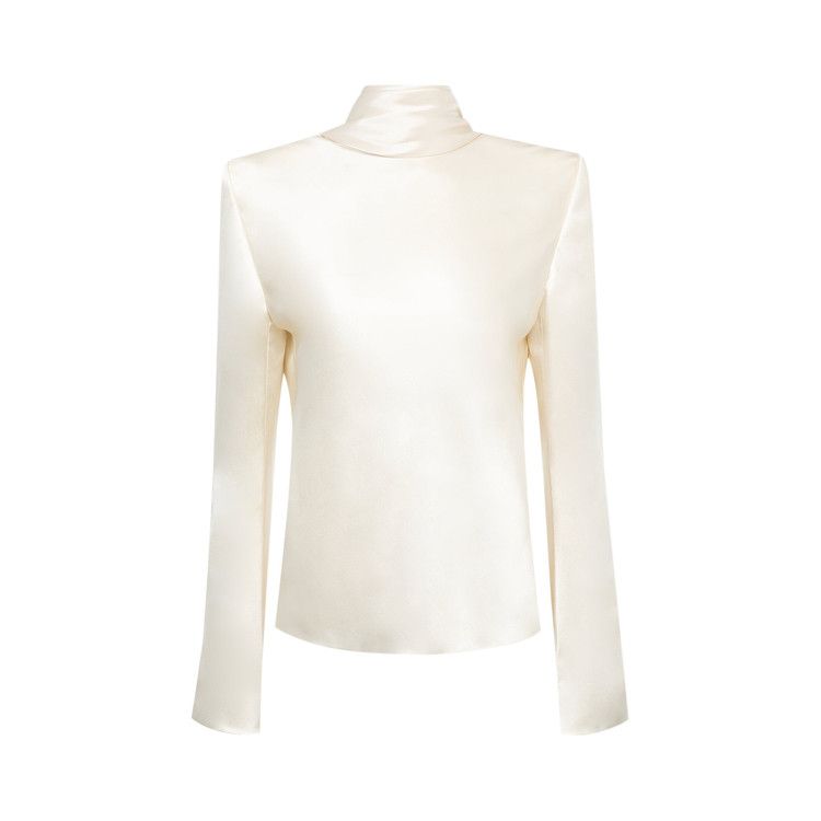 Saint Laurent Draped Crepe Blouse 'Chalk'