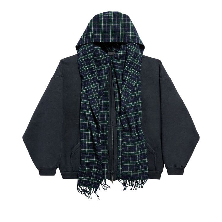 Balenciaga Scarf Zip-Up Hoodie 'Deep Blue/Black'