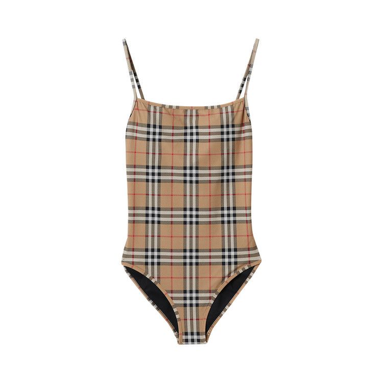 Burberry Check Print One-Piece Swimsuit 'Archive Beige IP Check'
