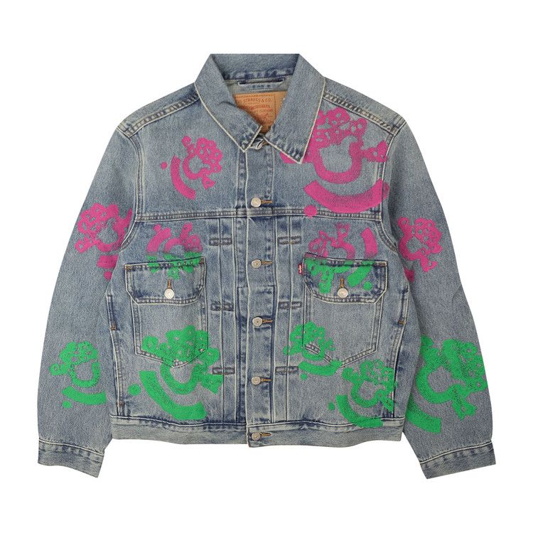 Denim Tears Bstroy Tears Type-2 Light Wash Denim Trucker Jacket 'Light Wash Pink/Green'