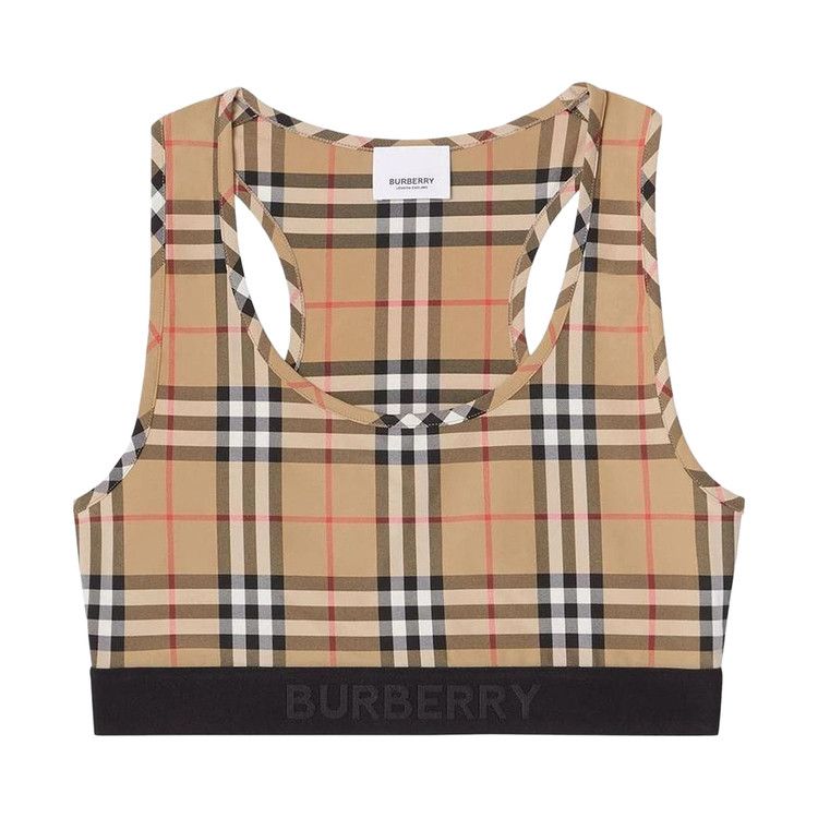 Burberry Logo Detail Vintage Check Bra Top 'Archive Beige'