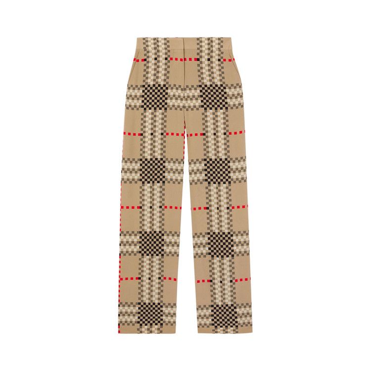 Burberry Checked Straight Leg Pants 'Archive Beige'