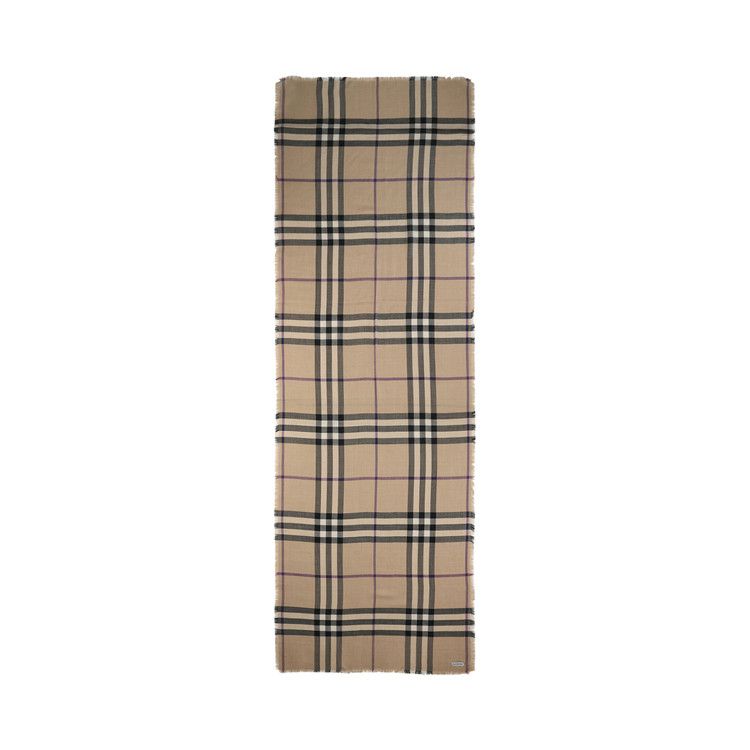 Burberry Large Check Gauze Scarf 'Sand/Lichen'