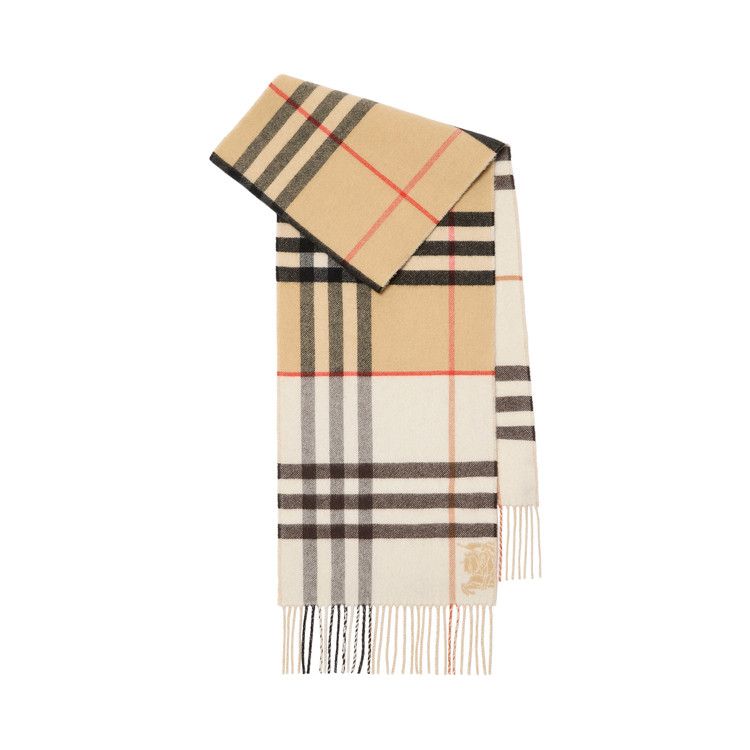 Burberry Double-Faced Contrast Check EKD Scarf 'Sand/Pebble White'