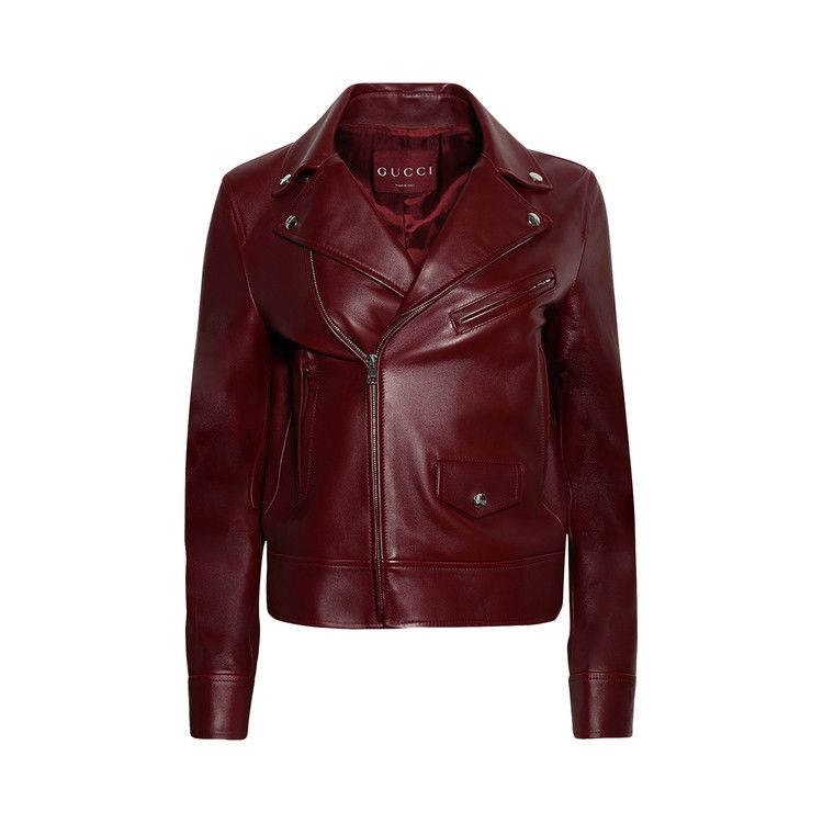 Gucci Leather Biker Jacket 'Rosso Ancora Red'