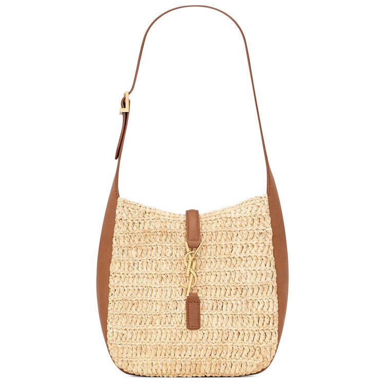 Saint Laurent Le 5 À 7 Supple Baby In Raffia 'Pale Brown/Brick'