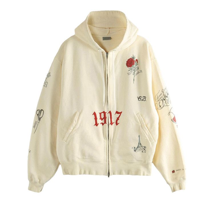 Balenciaga Oversized Zip-Up Hoodie 'Cream'