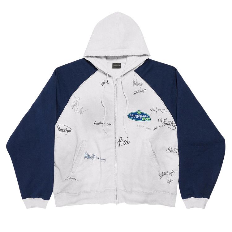 Balenciaga Raglan Oversized Zip Up Hoodie 'Dirty White'
