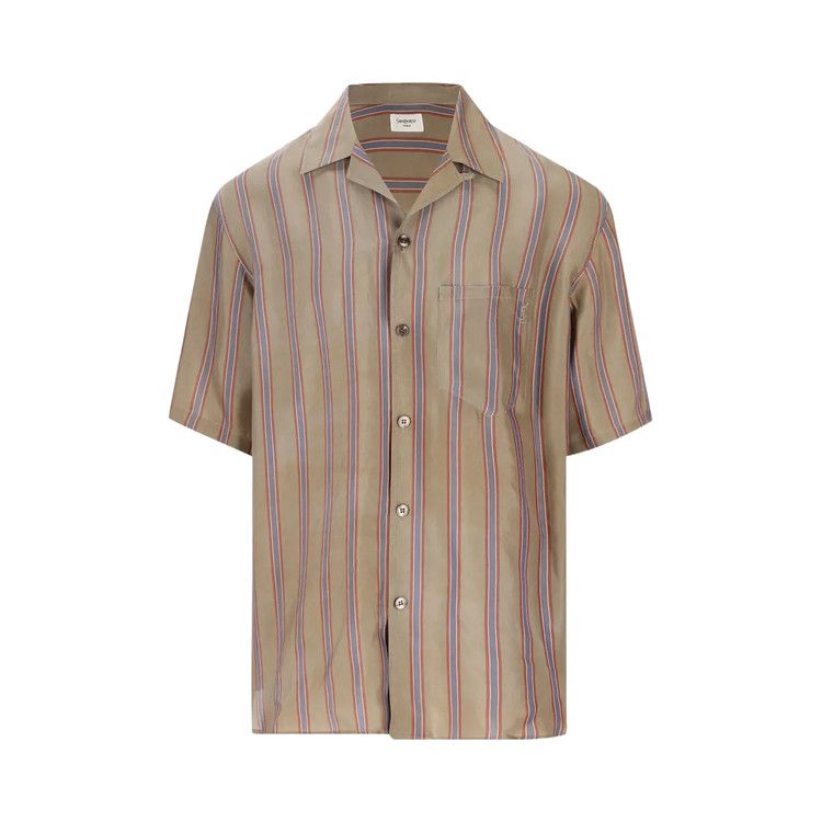 Saint Laurent Chemise Boxy Shirt 'Taupe/Bleu/Rouge'