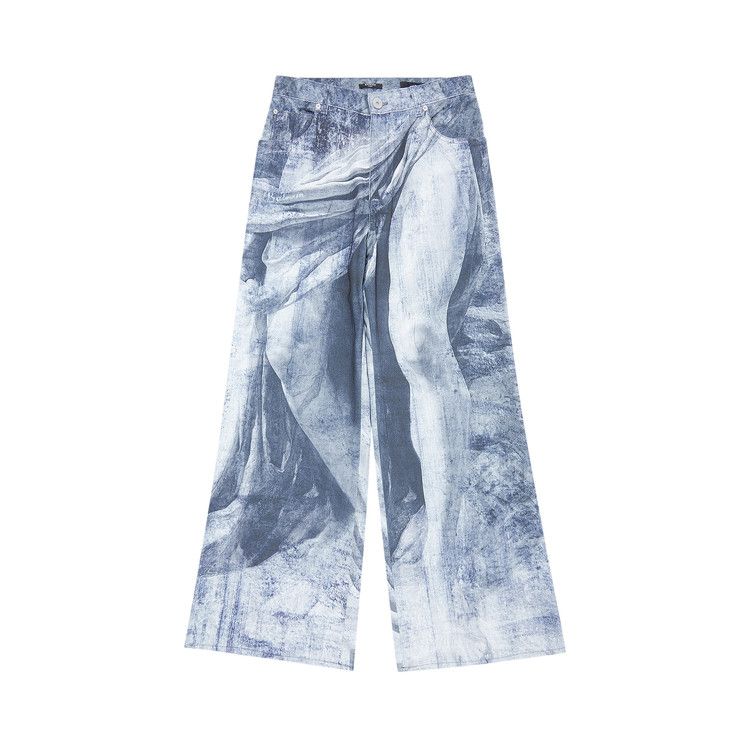 Balmain Statue Printed Loose Denim Pants 'Blue/Gris'