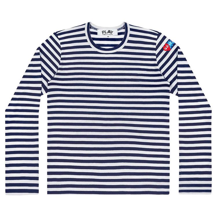 Comme des Garçons PLAY Double Heart Striped T-Shirt 'Blue/White'