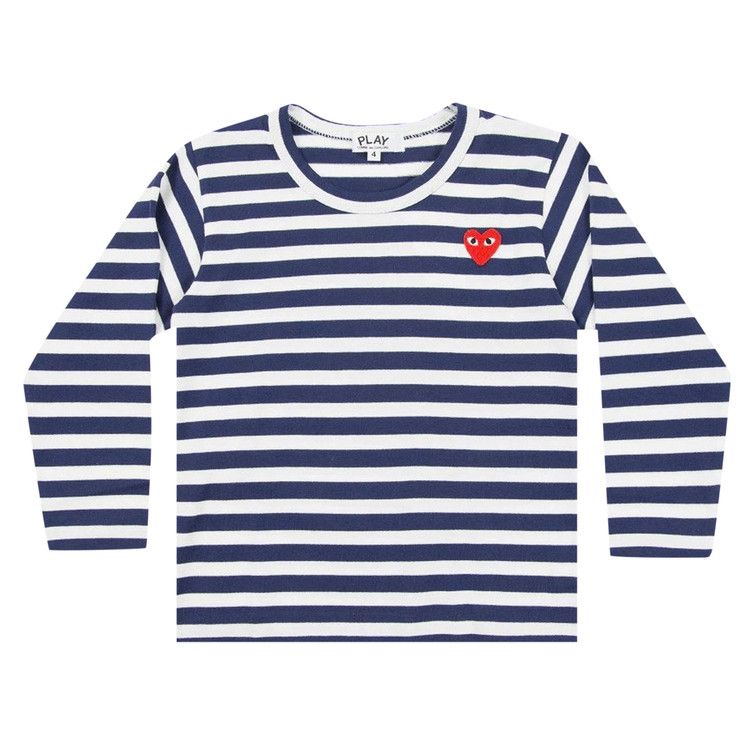 Comme des Garçons PLAY Kids Striped Heart Logo Long-Sleeve T-Shirt 'Navy/White'