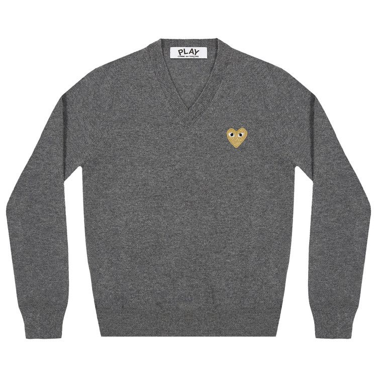 Comme des Garçons PLAY Heart V-Neck Pullover 'Grey'