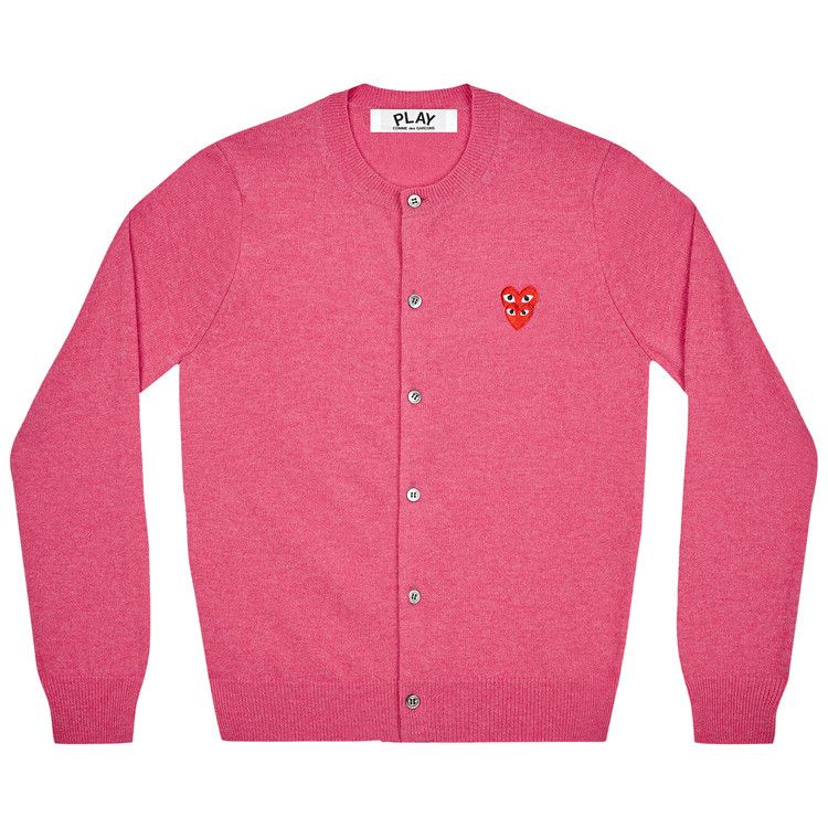 Comme des Garçons PLAY Wool Layered Double Heart Cardigan 'Pink'