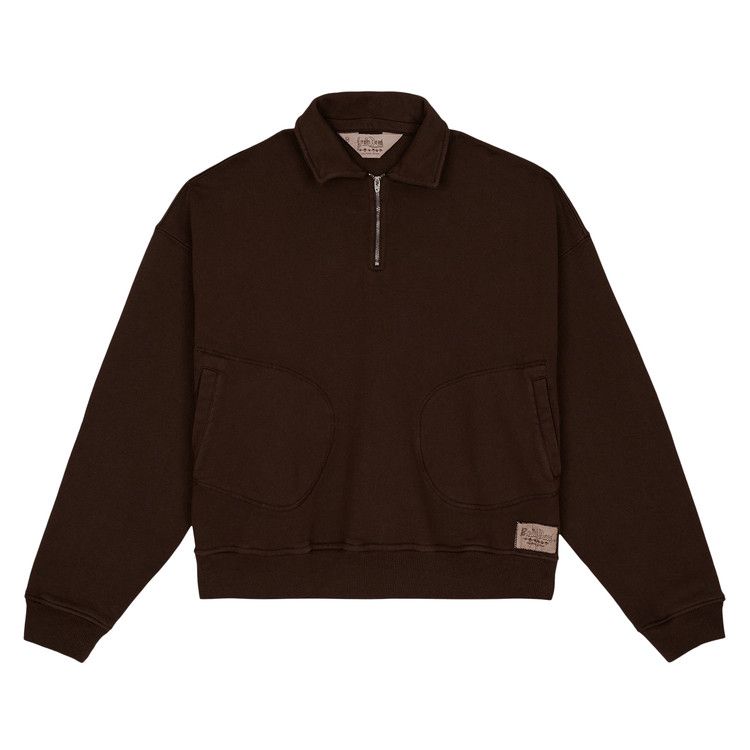 Brain Dead Half Zip Collared Sweatshirt 'Brown'